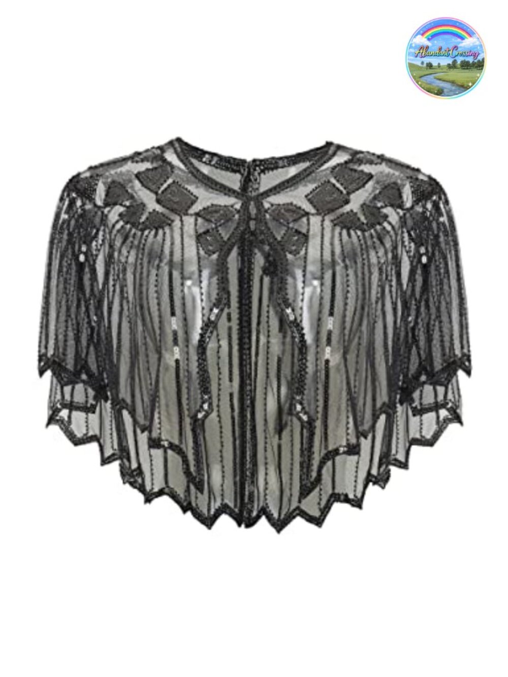 1920s Sequin Beaded Shawl Wrap Evening Cover Up Evening Cape